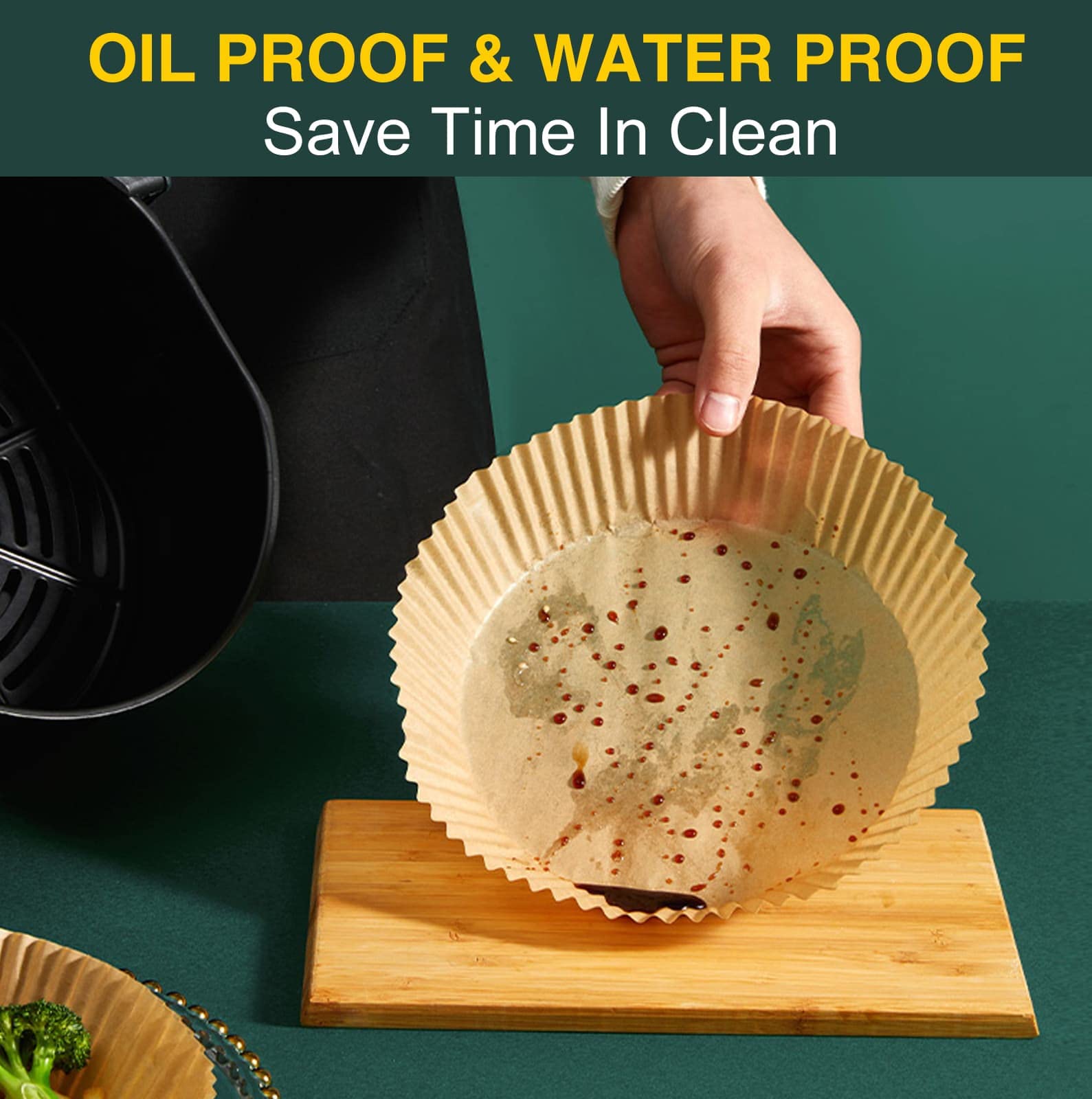 Air Fryer Disposable Paper Liner, 100Pcs Non-Stick Round Parchment Paper, Air Fryer Accessories, Oil Proof, Water Proof, Cooking